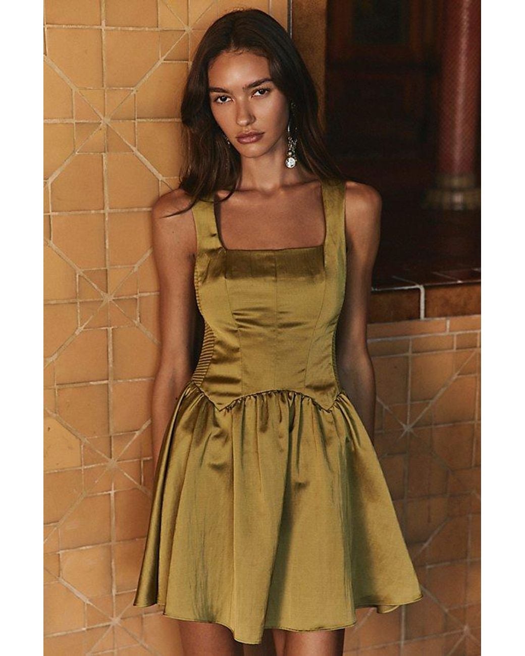 Free People Green On The Town Mini Dress
