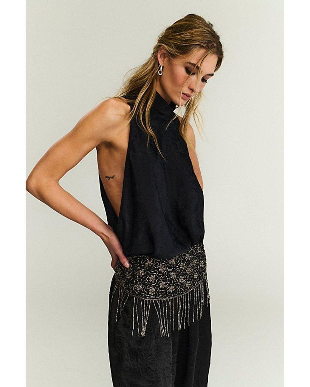Intimately By Free People Black Drop It Low Bodysuit By