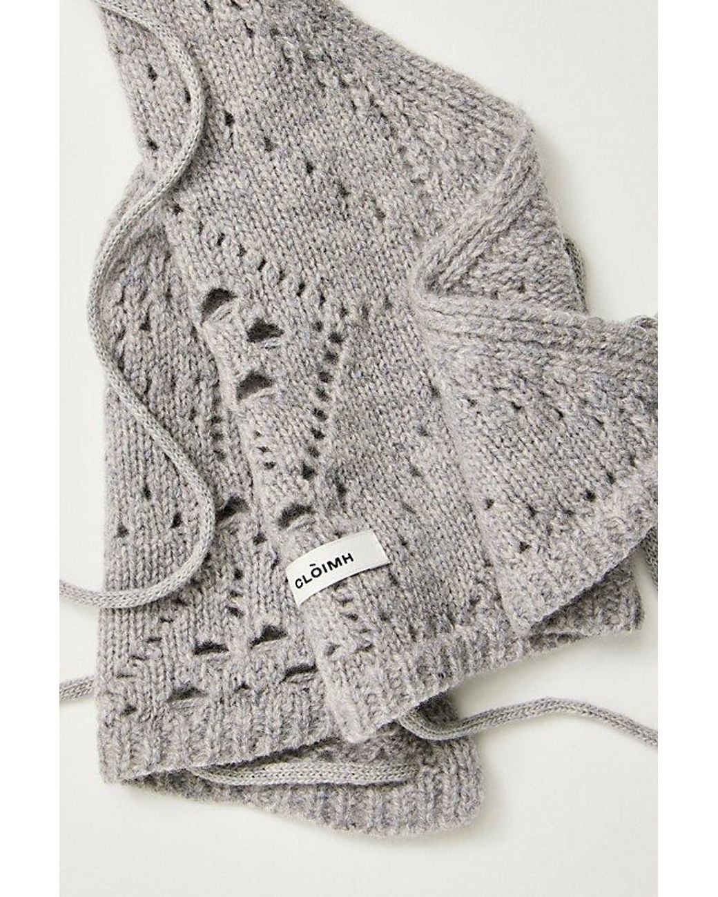 CLÒIMH Gray Pointelle Merino Wool Bandana