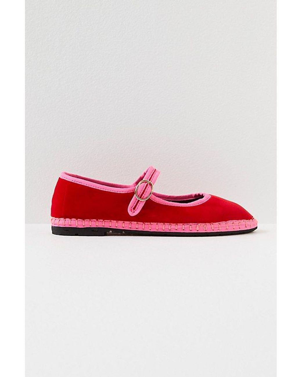 Flabelus Red Happy Place Mary Janes