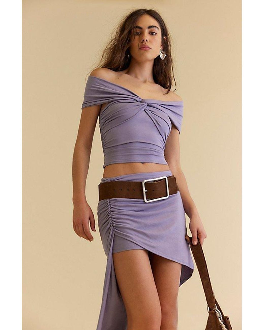 Free People Natural Suede Hex Hip Belt