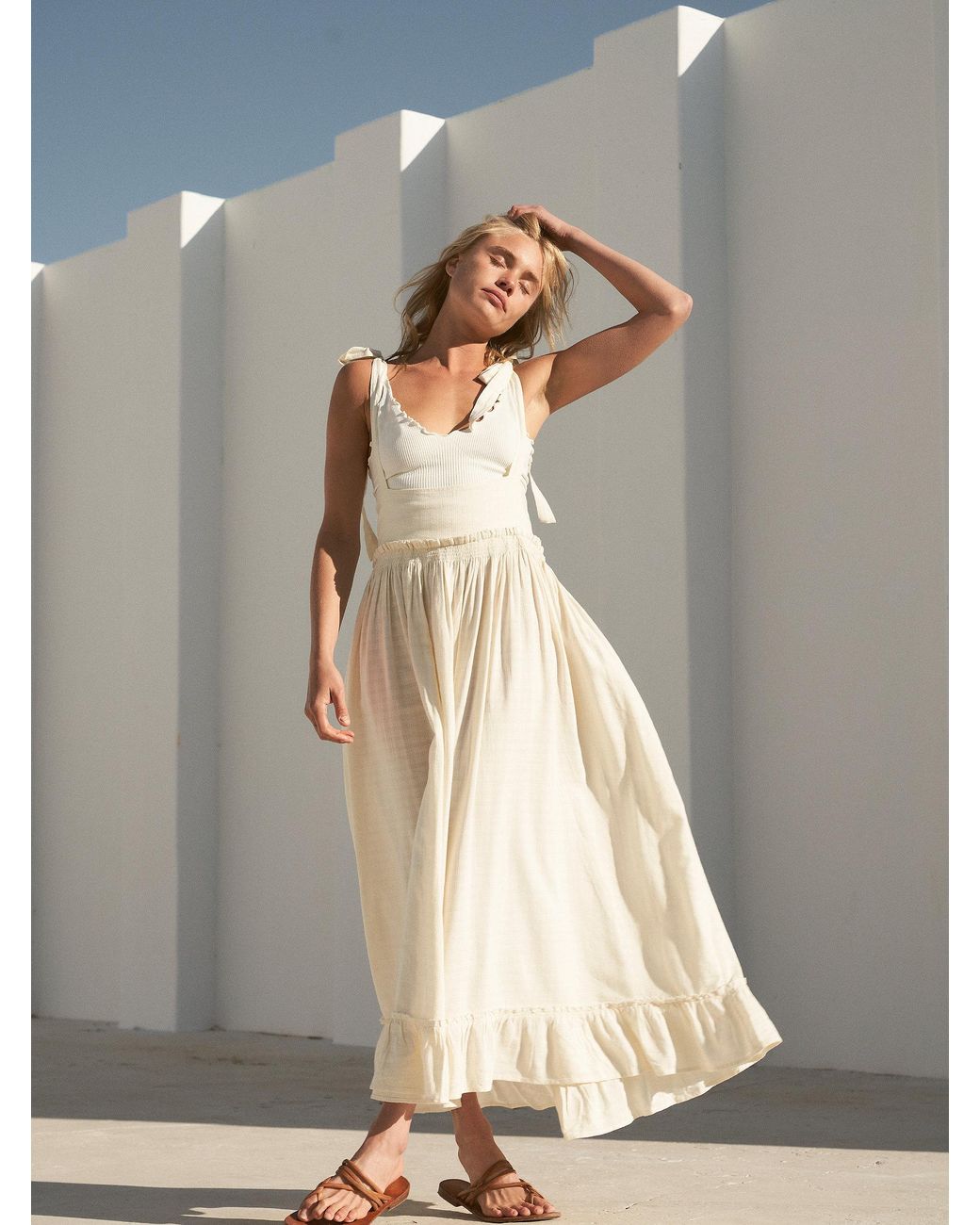 Free People Gretchen Pinafore Convertible Dress in Natural | Lyst
