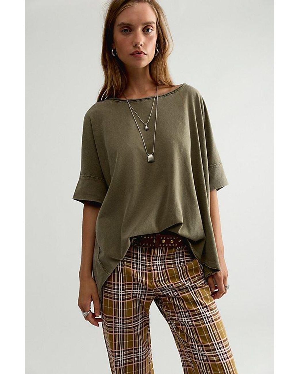 Free People Green Rex Oversized Cotton Tee