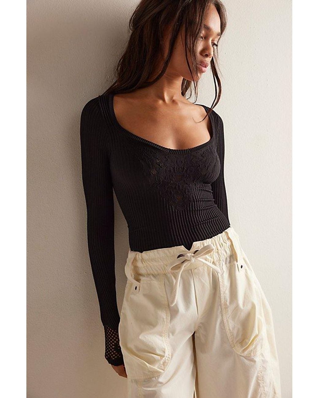 Intimately By Free People Black Dynamic Duo Long Sleeve By