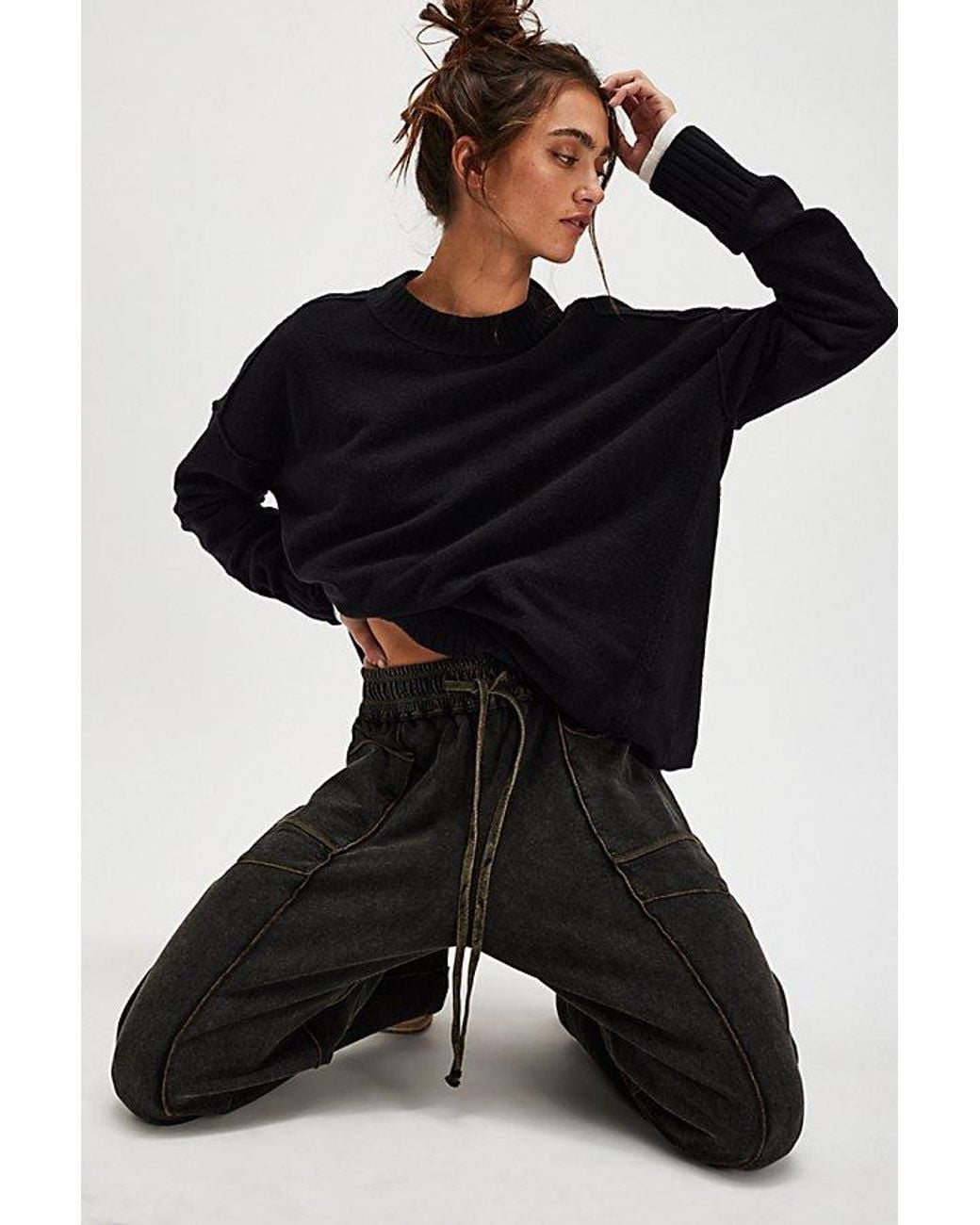 Free People Black Kaiden Barrel Trousers