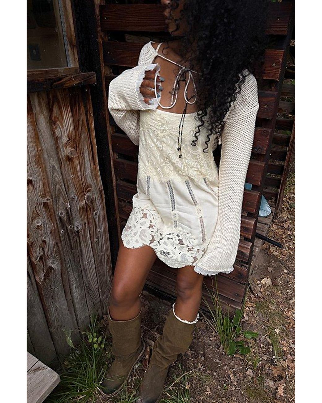 Free People Gray Dafne Knit Cropped Bolero Sweater