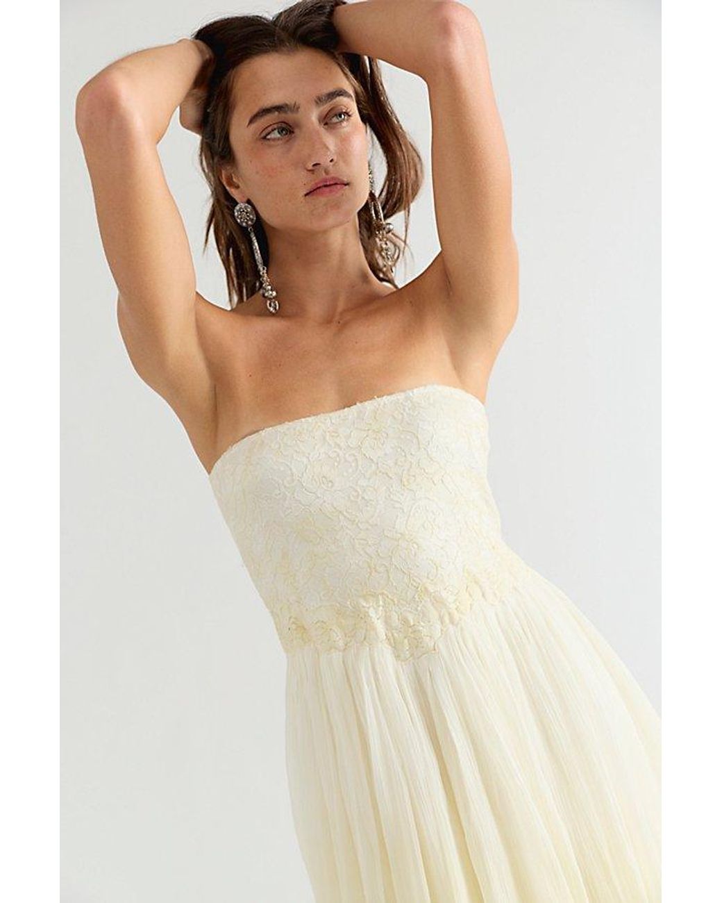 Free People Yellow Nigel Preston Romance Strapless Maxi Dress