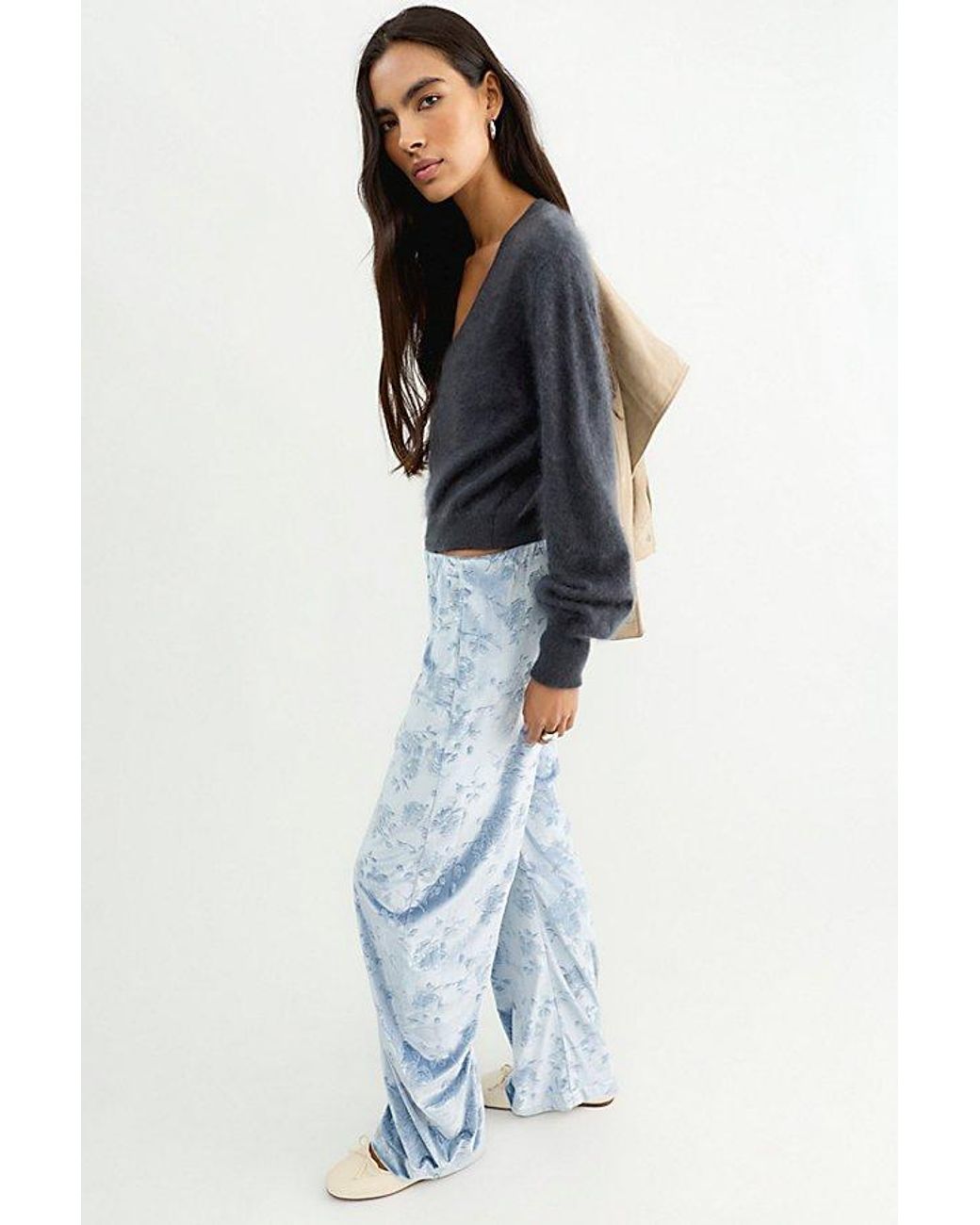 Free People Blue Radiance Low-Rise Velvet Pull-On Pants