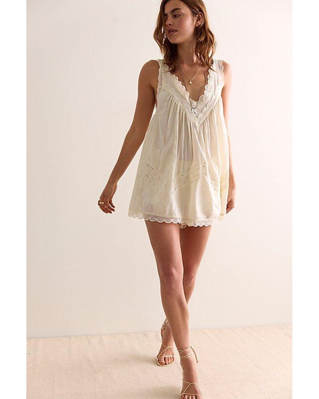Intimately By Free People Brown Soft Launch Mini Slip Dress By