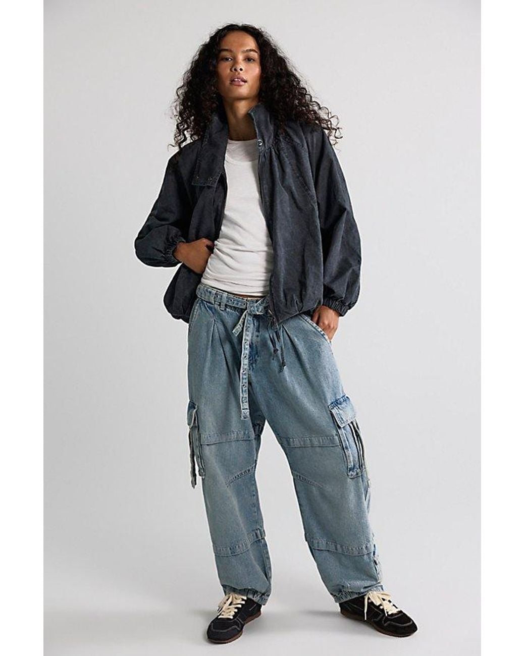Free People Black Chelsea Funnel-Neck Oversized Jacket