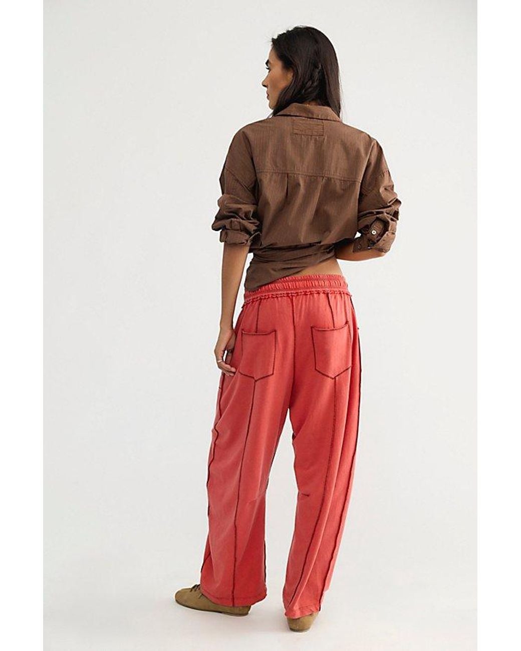 Free People Red Kaiden Barrel Trousers