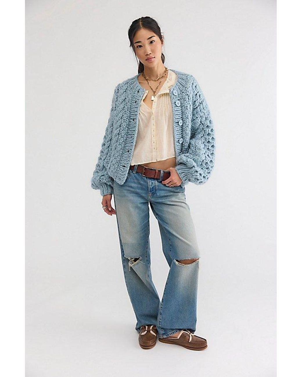Mr. Mittens Blue Charlotte Honey Cable Knit Cardi