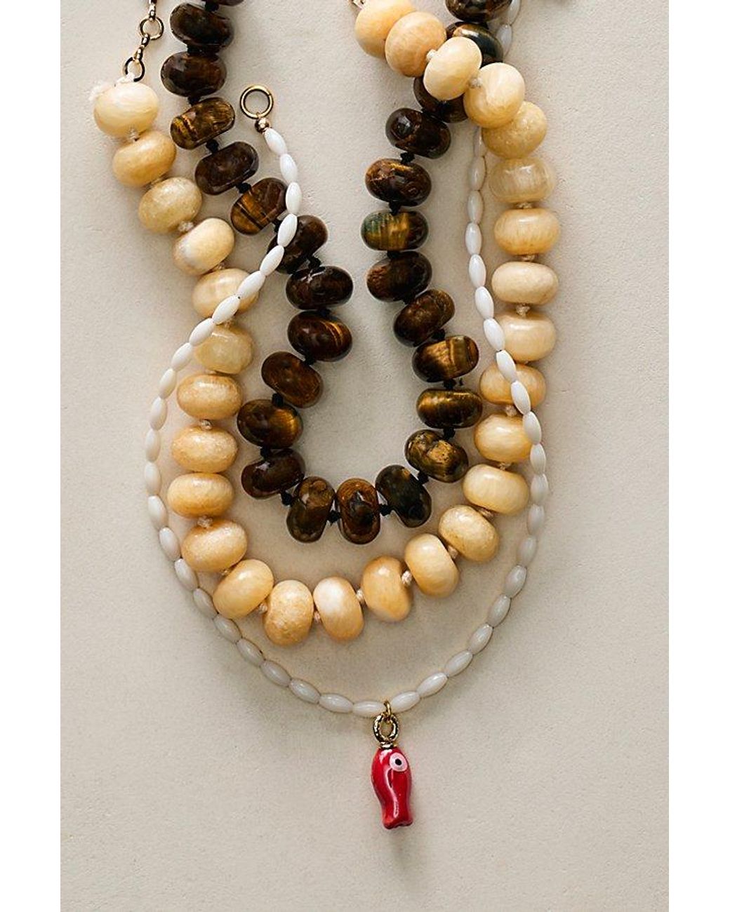 Free People Brown Sabina Semiprecious Beaded Stone Choker Necklace