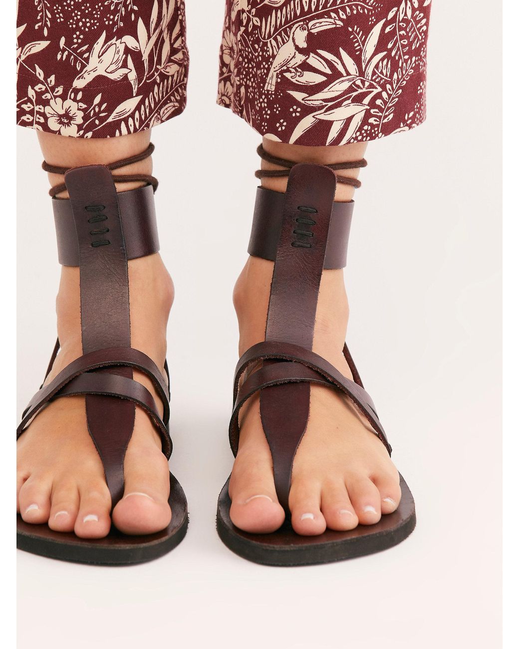 Free People Leather Vacation Day Wrap Sandals | Lyst
