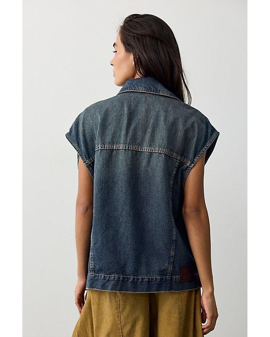 Free People Blue Goldie Denim Vest Jacket