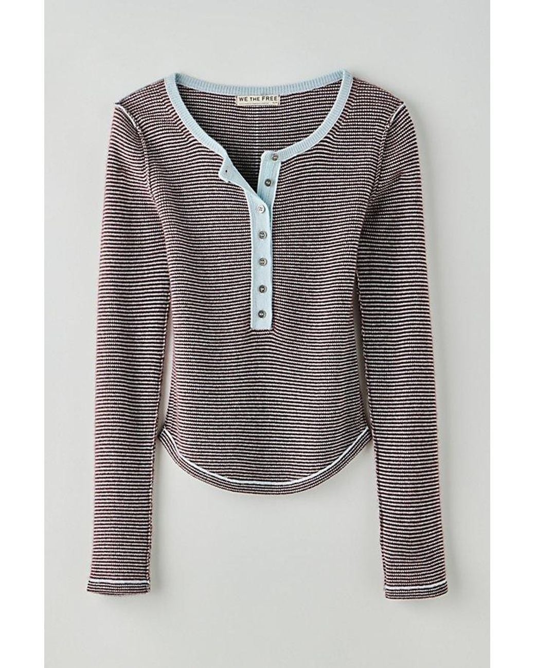Free People Gray Hudson Striped Cashmere Henley
