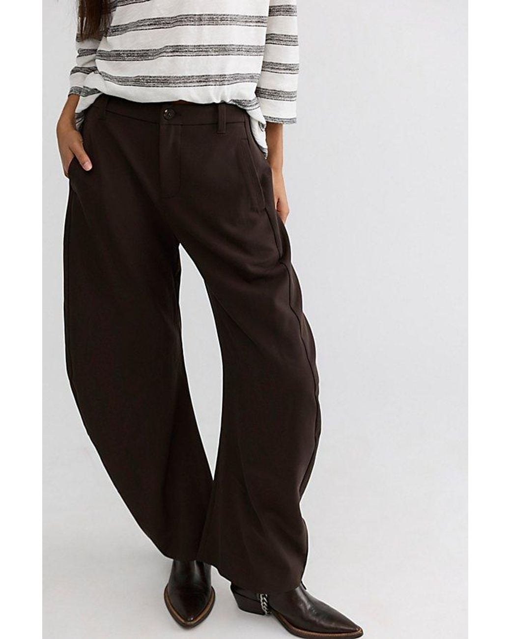 Free People Black Spotlight Menswear Barrel Trousers