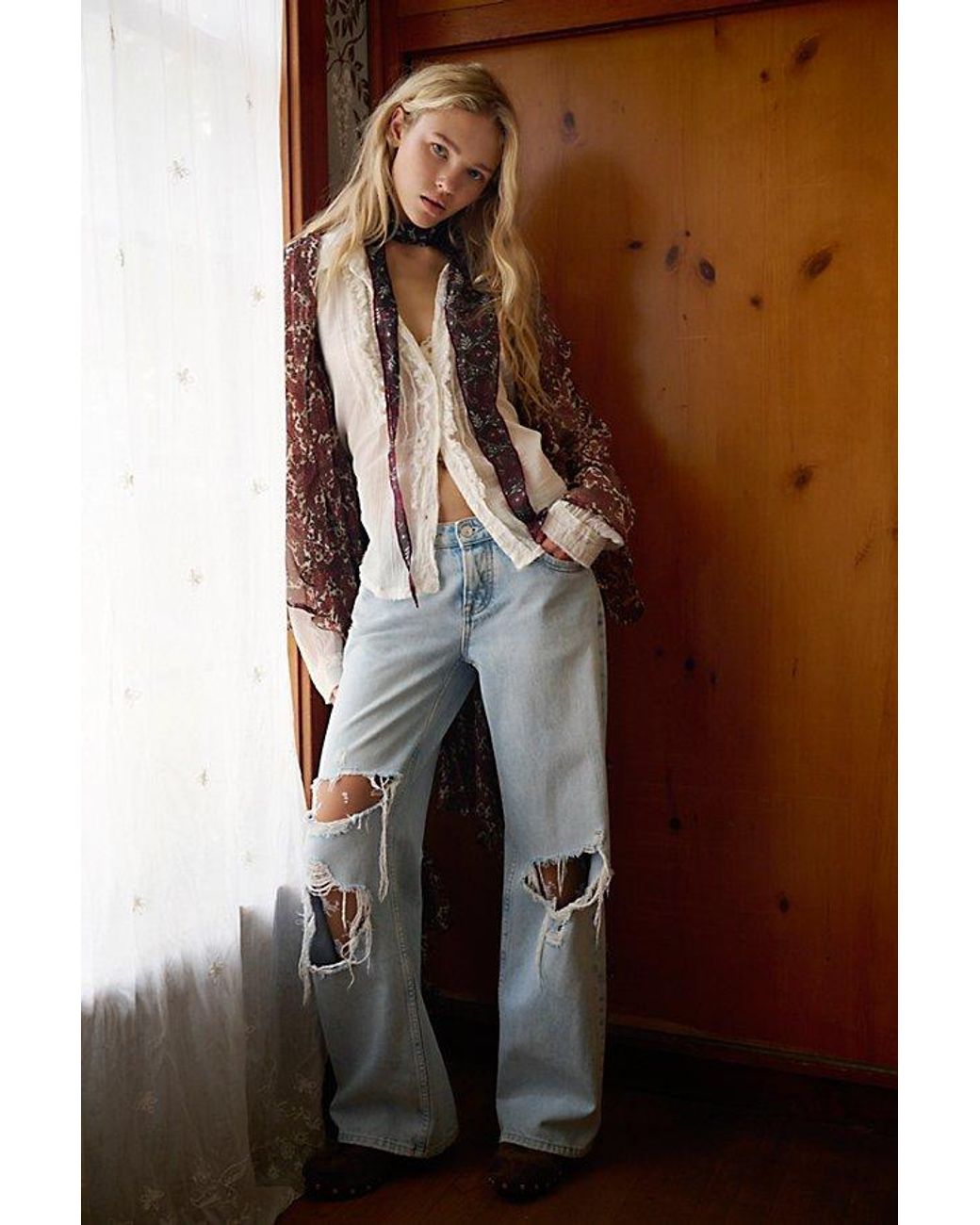Free People Green Tennessee Low-Rise Boyfriend Jeans