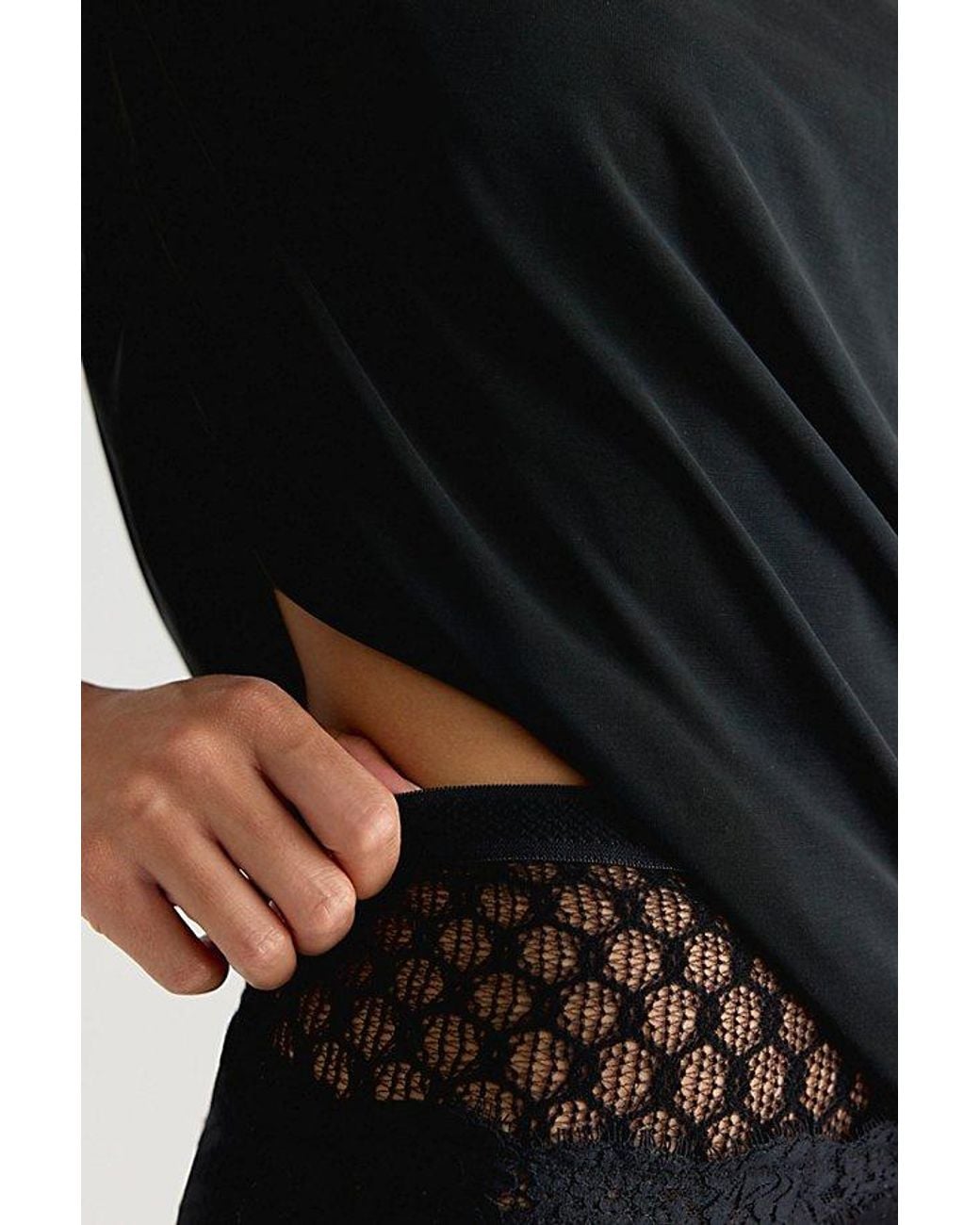 Free People Black Laura Net Lace Capri Tights
