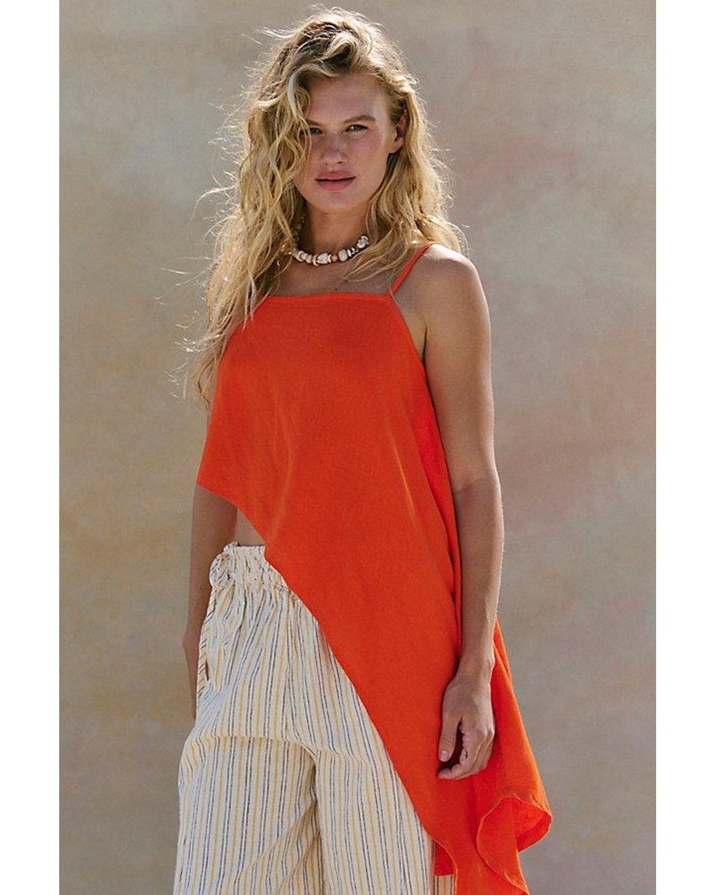 free-est Red Sandshell Linen Delia Top By