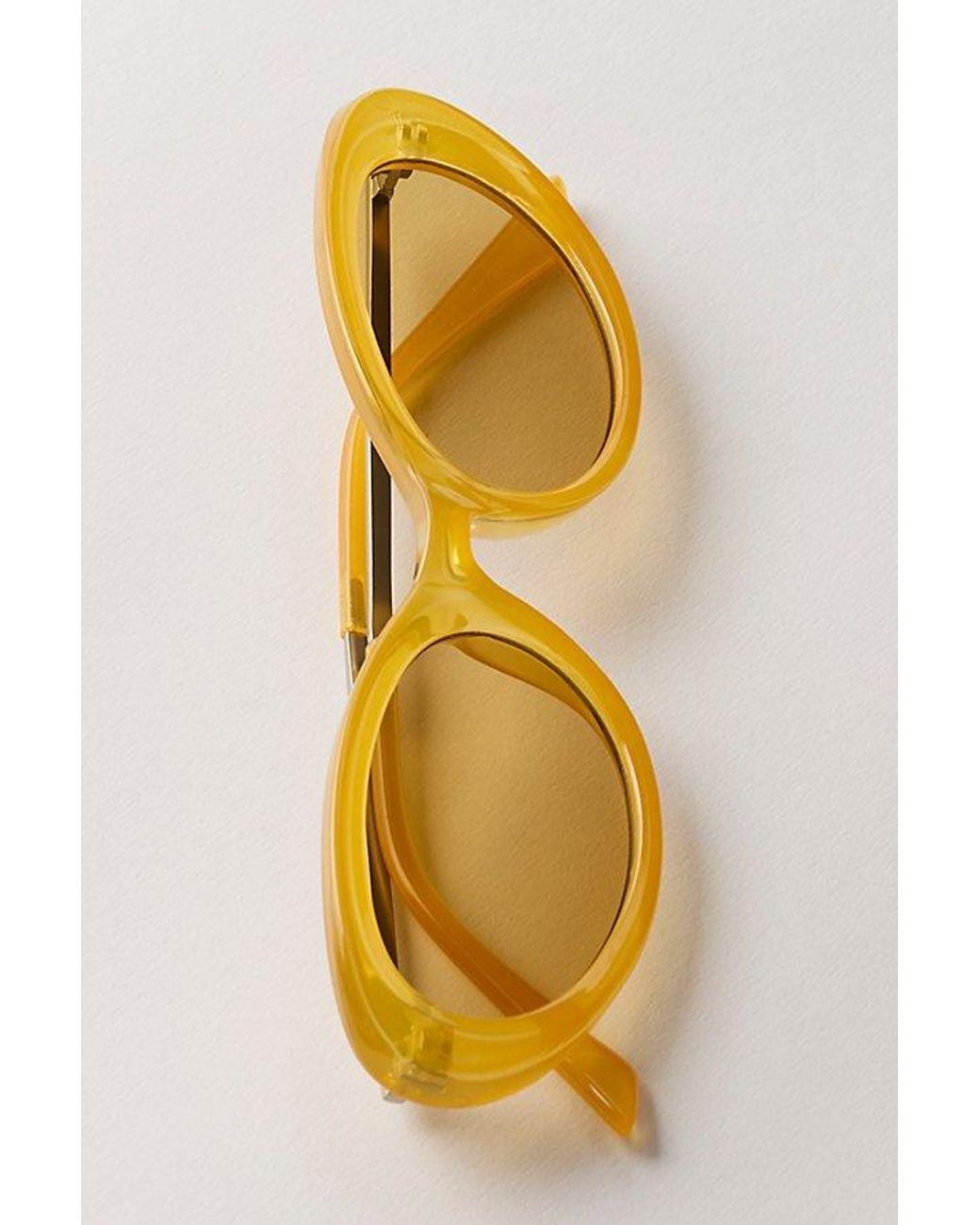 Free People Yellow Mae Oval Sunglasses