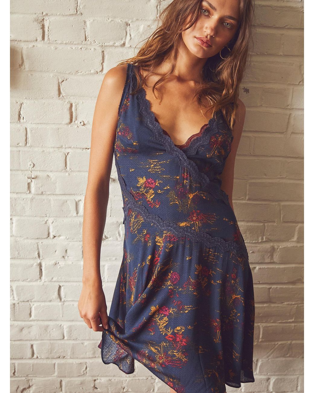 Free People Slip My Mind Printed Trapeze in Blue | Lyst Canada