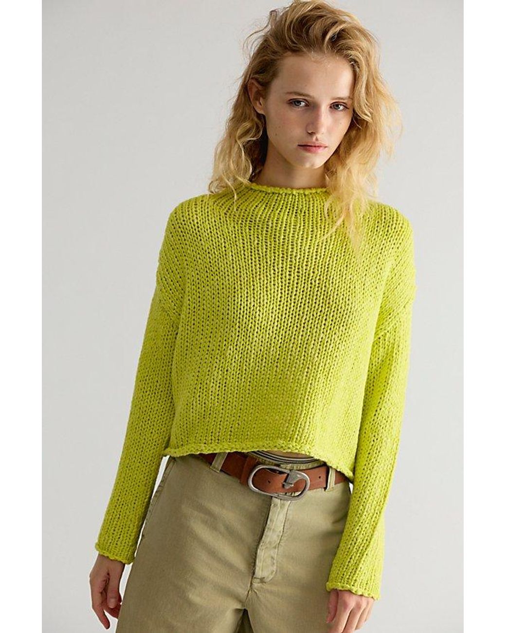 Free People Yellow Opal Rollneck Knit Sweater