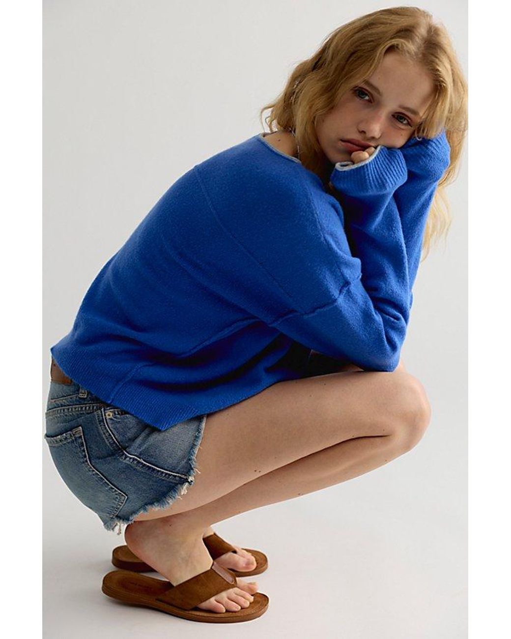 Free People Blue See Me Softspun Pullover
