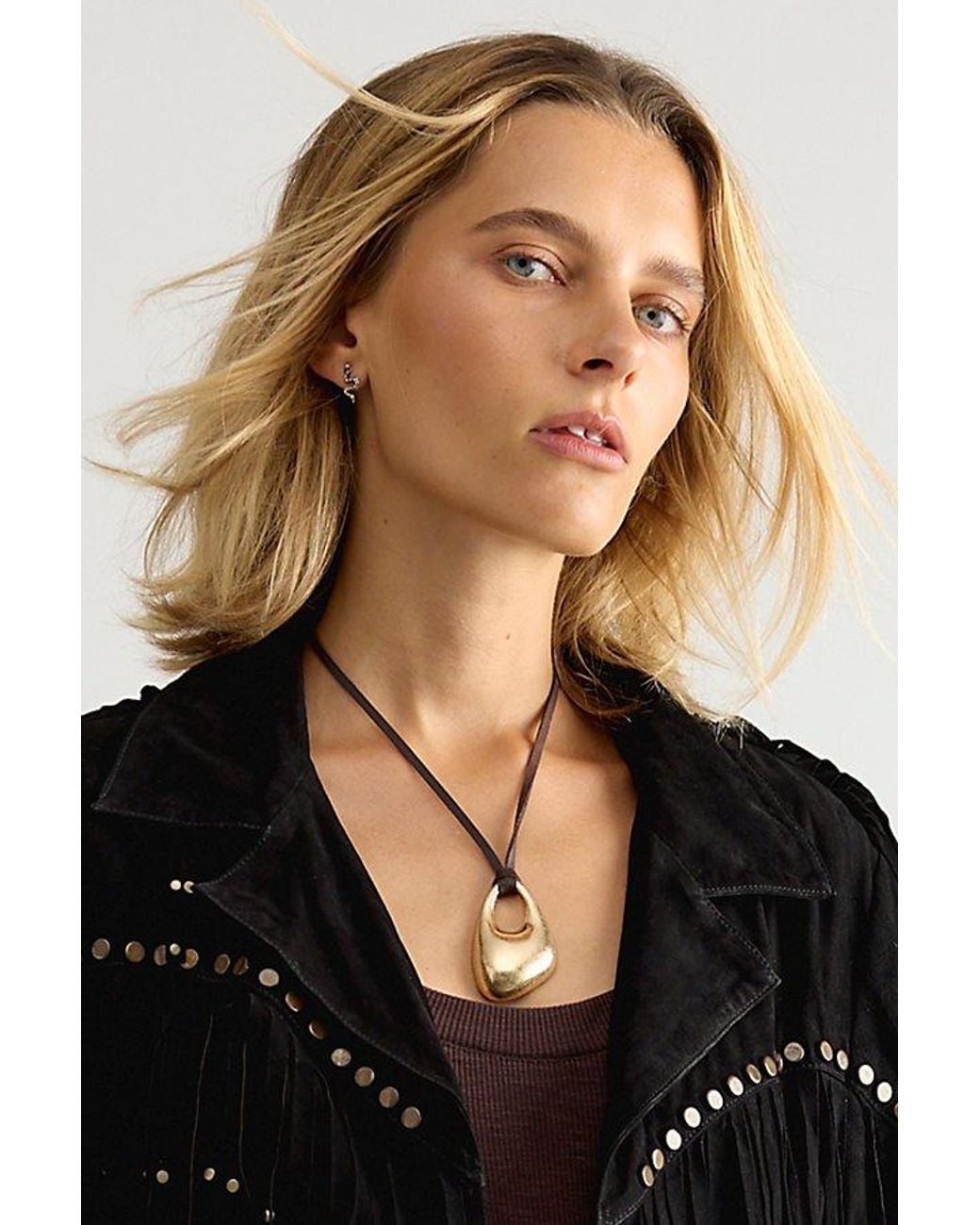 Free People Black Tali Pendant Necklace