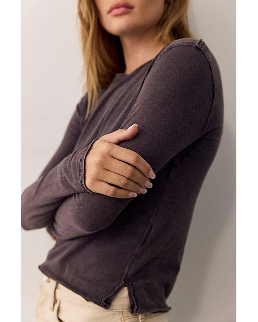 Free People Black Nova Long-Sleeve Tee