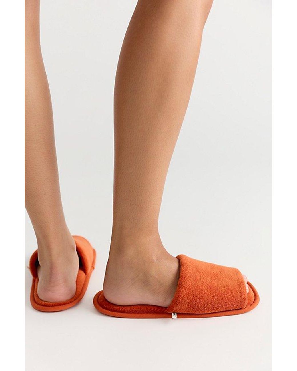 FRANKLY! Orange Terry Square Slippers