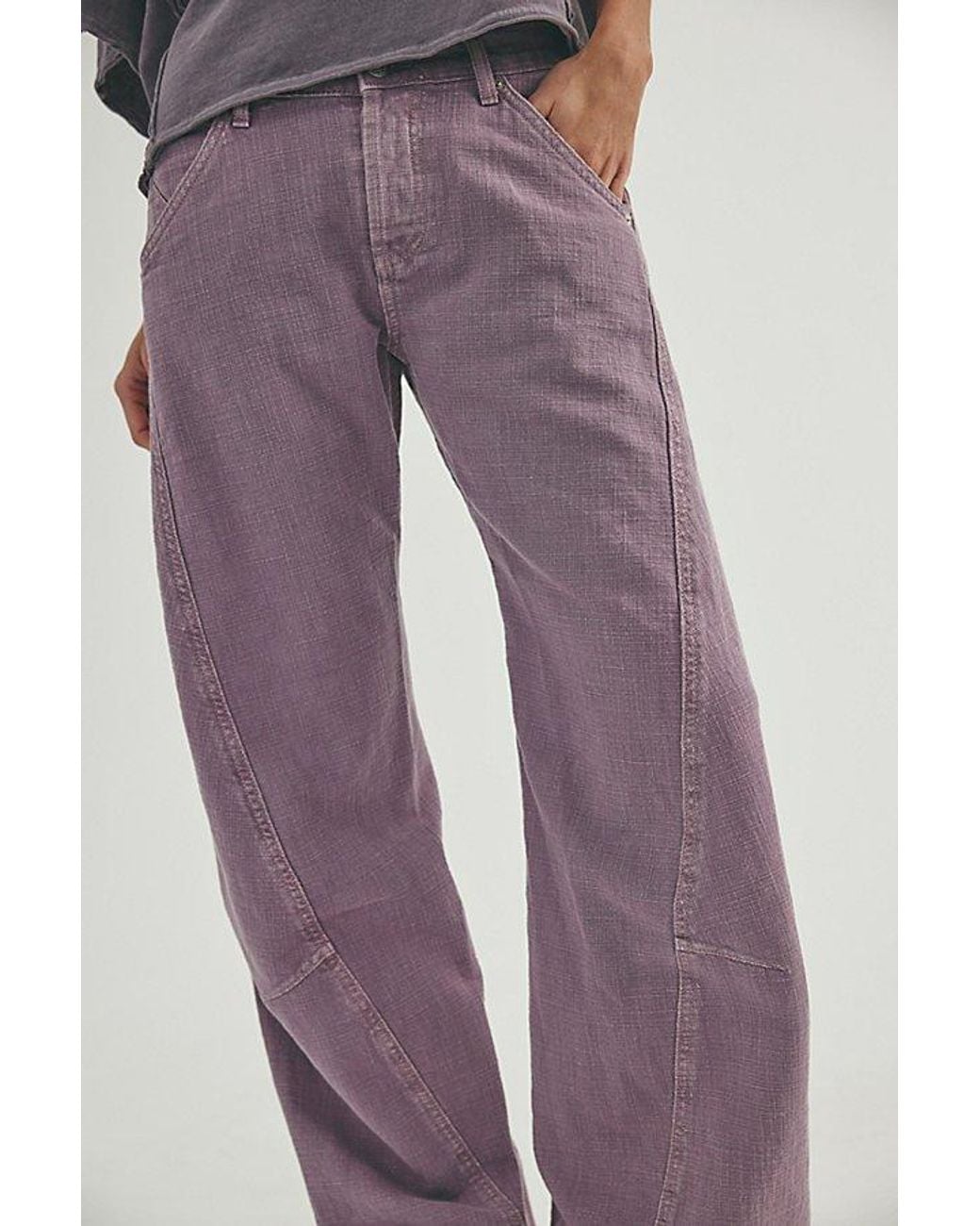 Free People Purple Highland Low-Rise Twisted Bowed Jeans