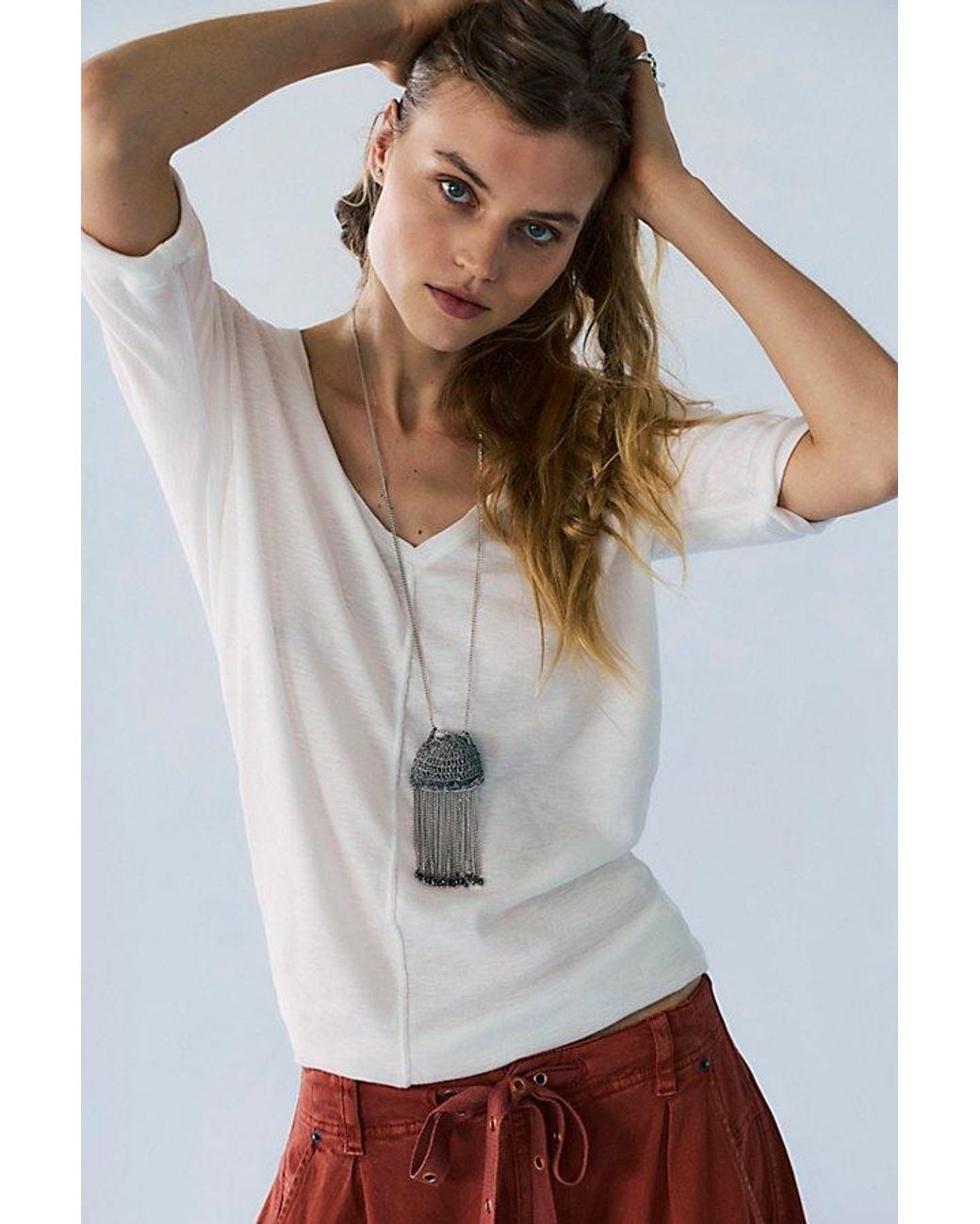 Free People Gray Zelda Fringe Necklace