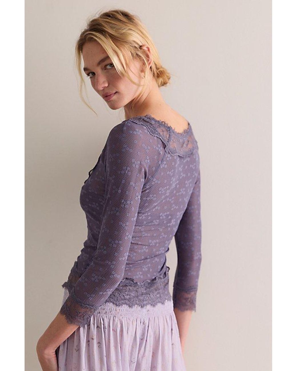 Intimately By Free People Purple Lace Me Twice Layering Top By