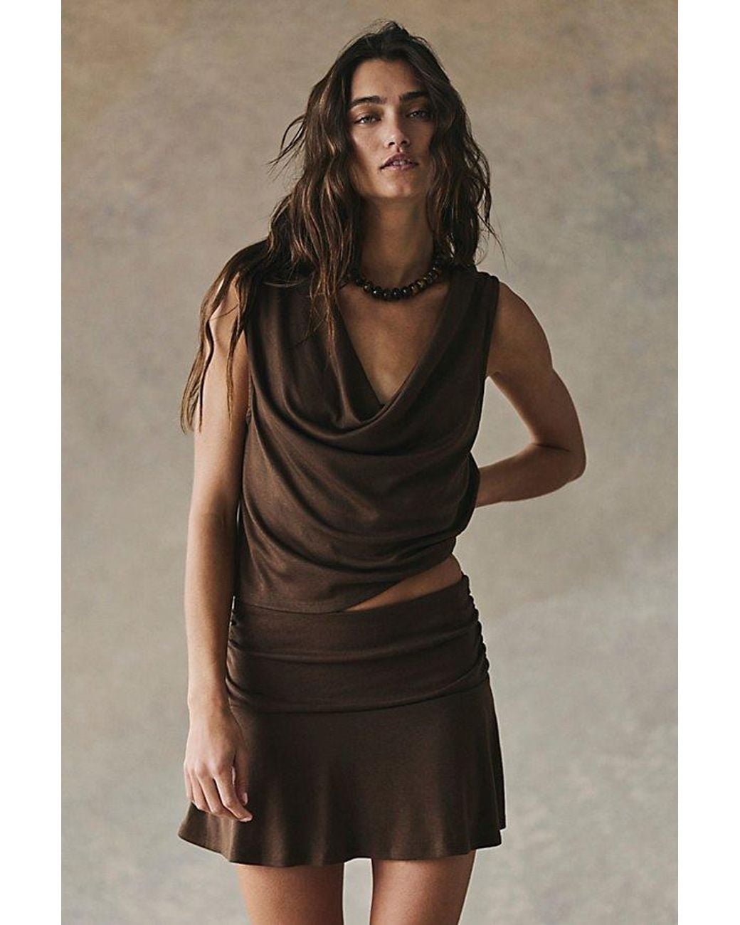 Free People Good Feels Mini Skirt Set in Brown | Lyst