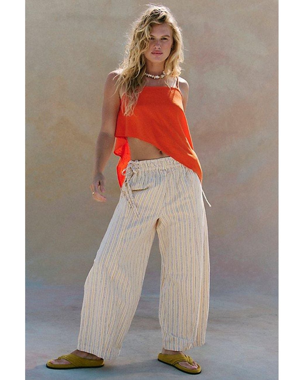 free-est Red Sandshell Linen Delia Top By