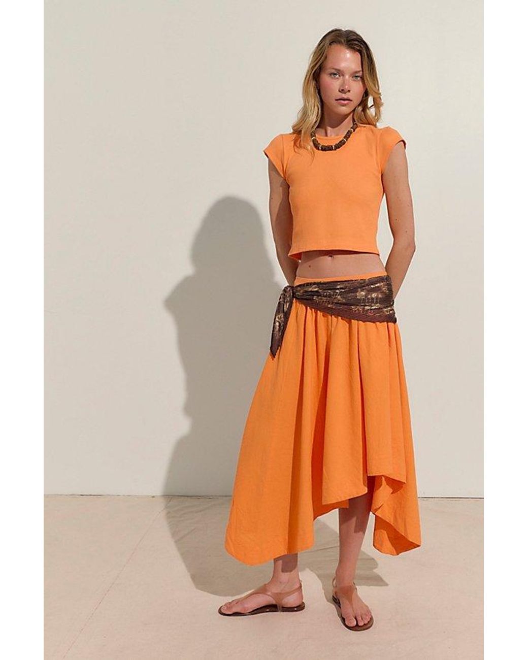 free-est Orange Annette Tee Skirt Set By