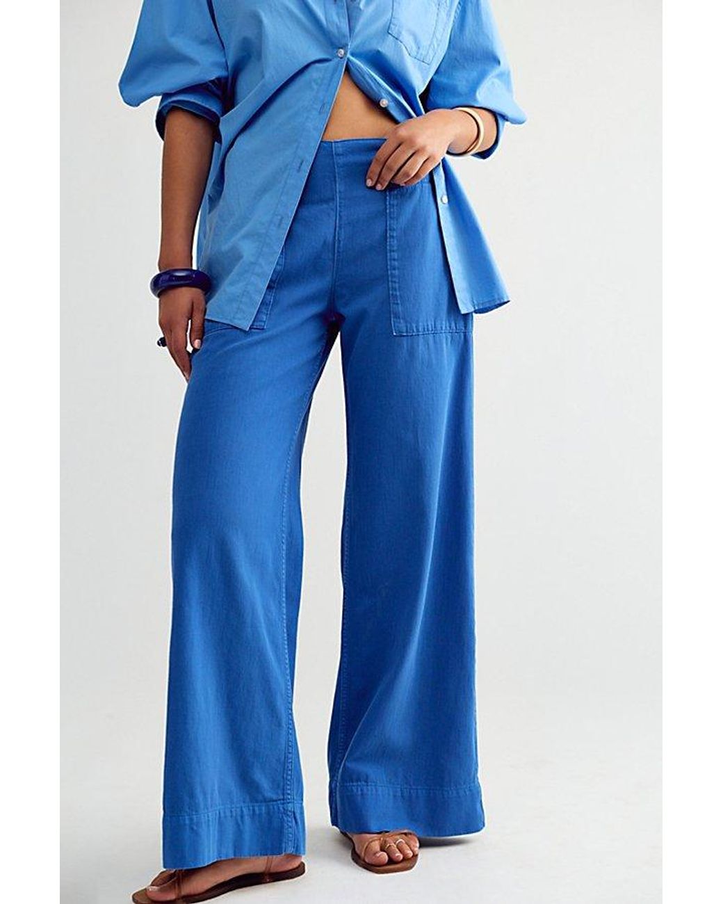 Free People Blue Breezy Denim Pull-On Jeans
