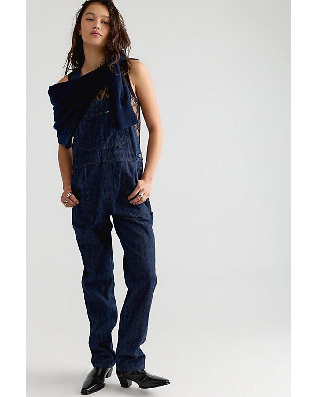 Lee Jeans Blue Striped Slim Straight Overalls