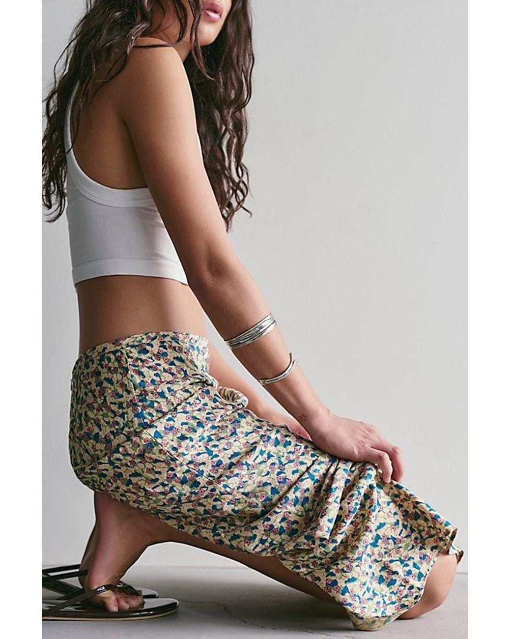 Free People Gray Bonita Printed Maxi Skirt