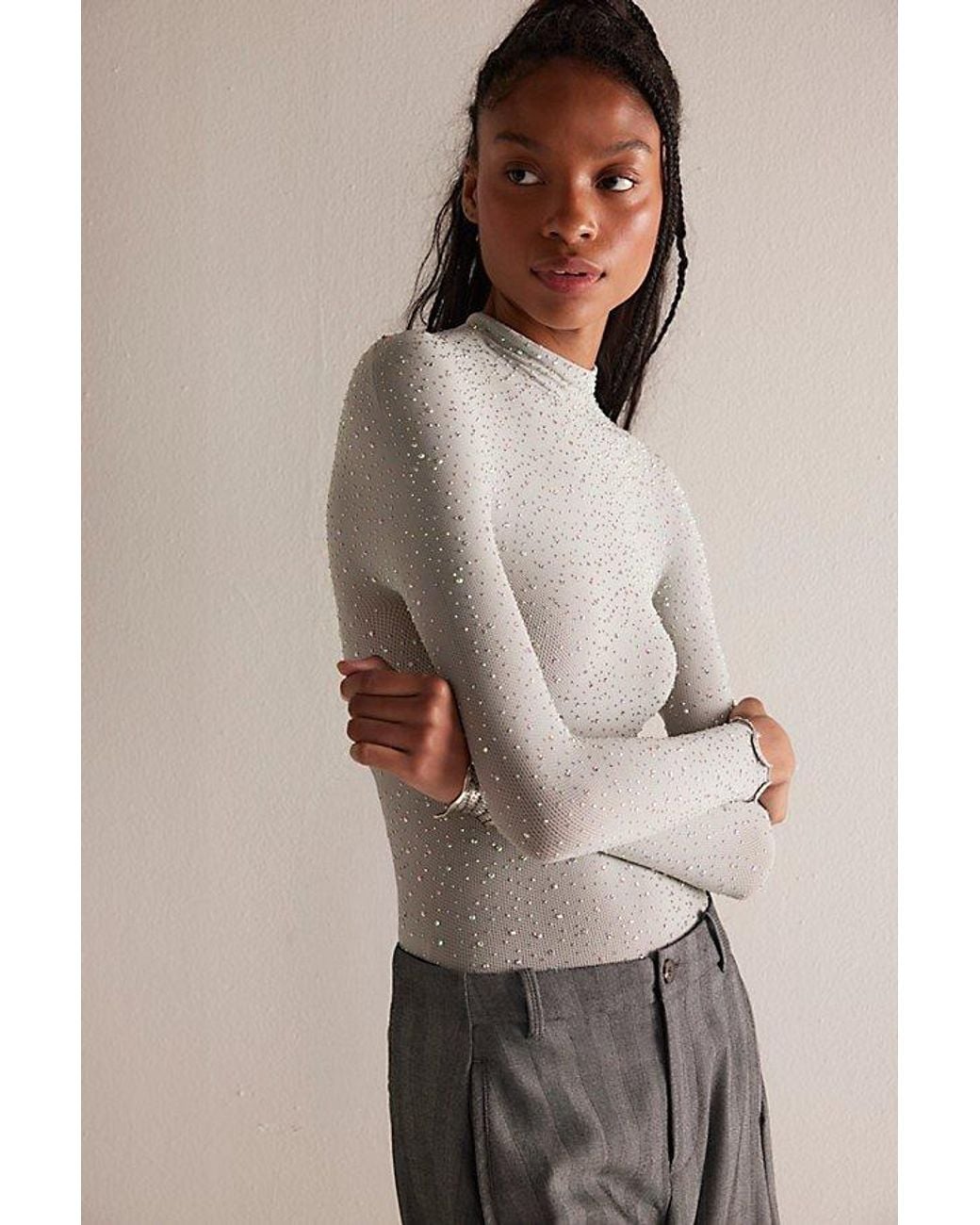 Intimately By Free People Blue Night Sky Seamless Turtleneck Bodysuit
