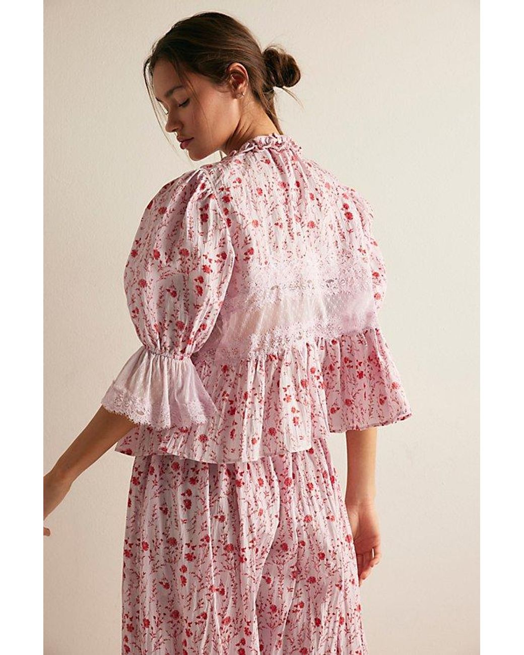 Intimately By Free People Pink Forever Young Printed Bed Jacket By