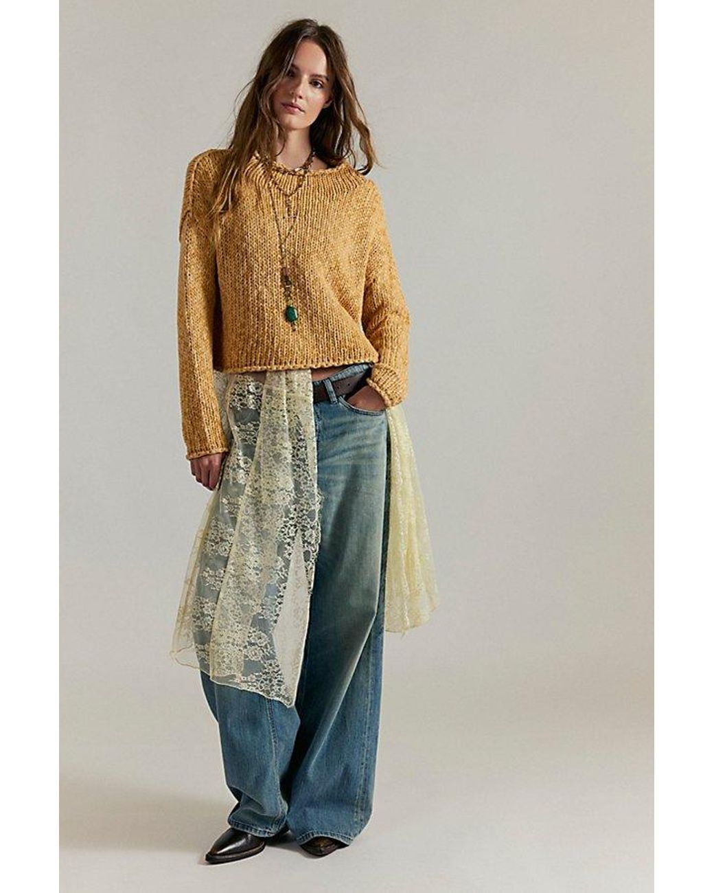 Free People Blue Opal Rollneck Knit Jumper