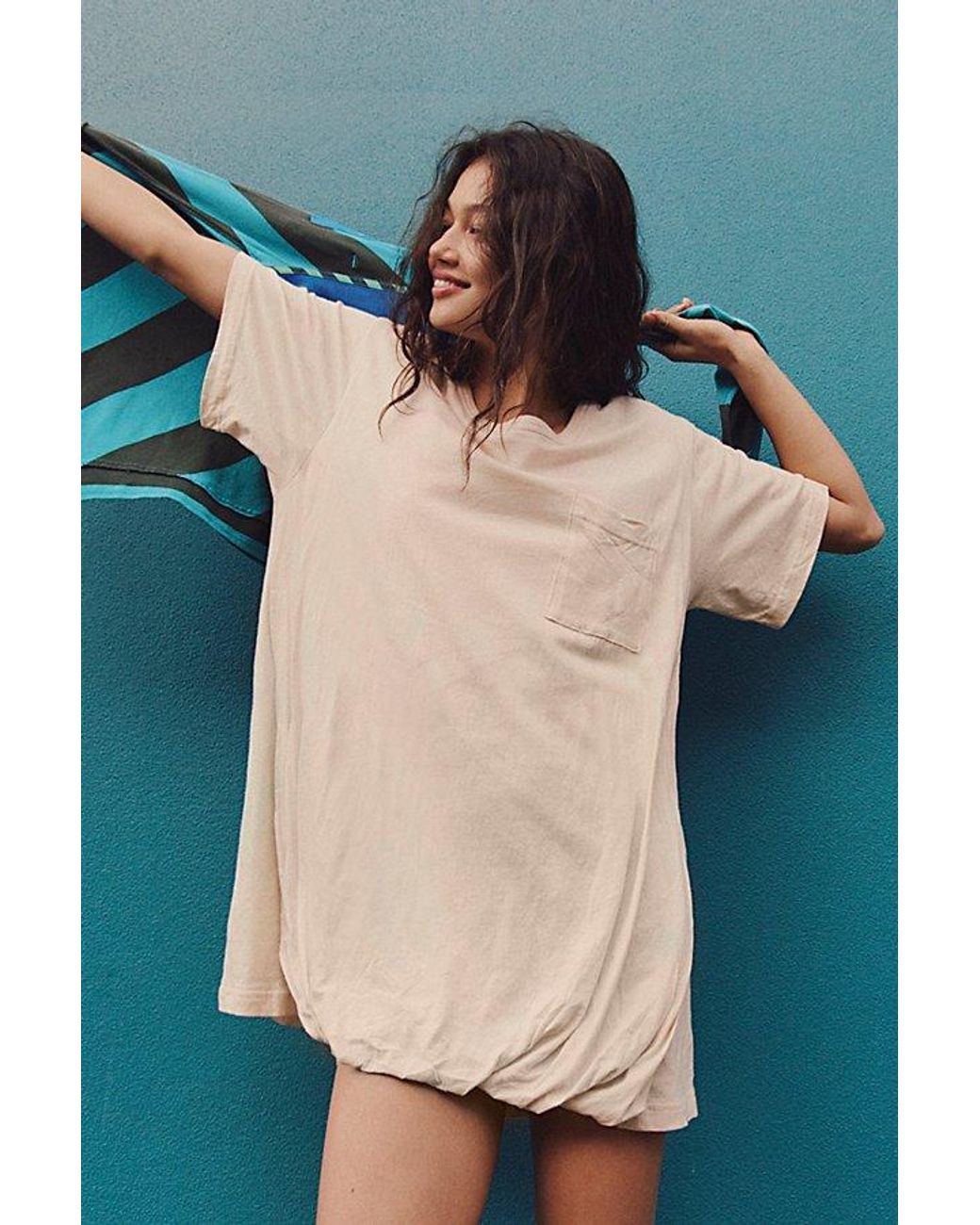 free-est Blue Shorebound Cotton-Jersey Mini Dress By