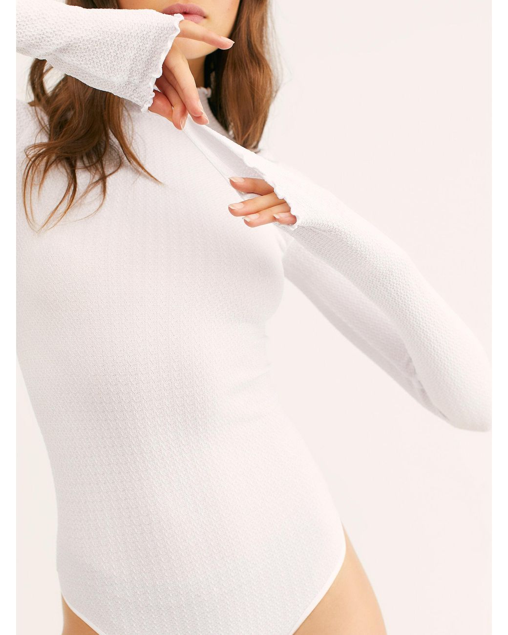 Womens Clothing Lingerie Bodysuits White Intimately Make It A Mock Neck Seamless Bodysuit in Ivory 