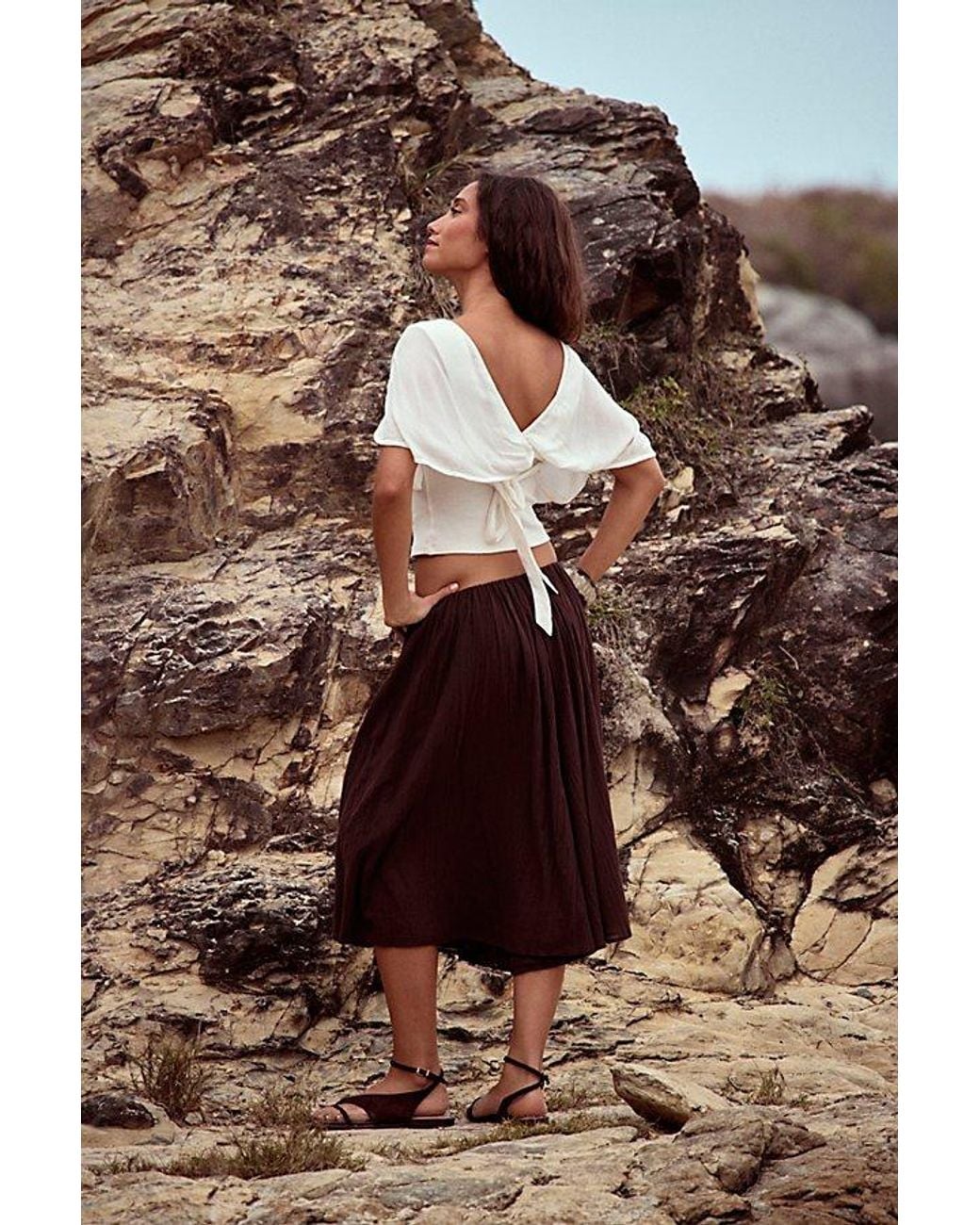 free-est Brown Wrap It Up Cullottes Top By