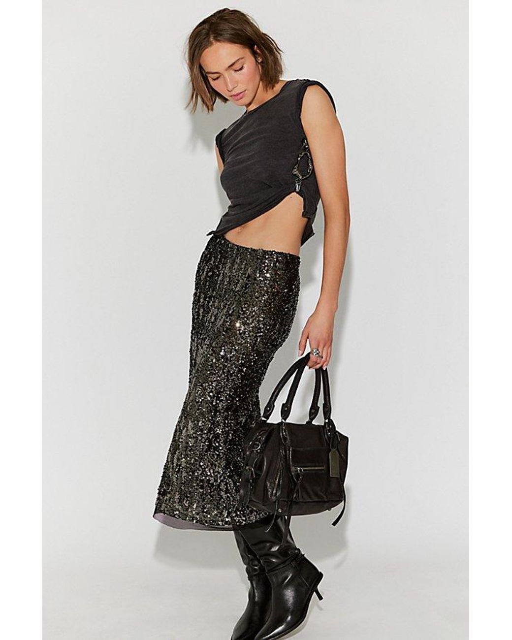 Intimately By Free People Black Party Trick Half Slip