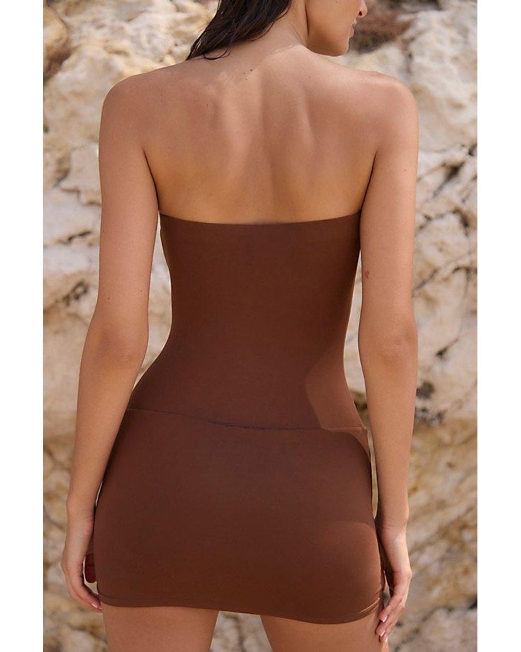 Toast Brown Mini Tube Swim Dress