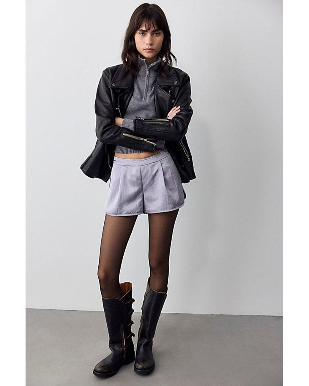 Free People Blue Geneva Satin Pull-On Track Shorts