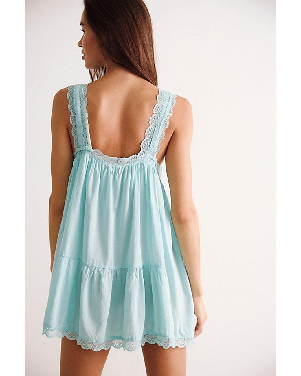 Intimately By Free People Blue Soft Launch Mini Slip Dress By